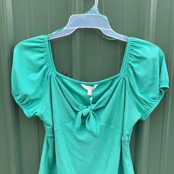 Lauren Conrad Green Ribbed Stretchy Short Sleeve Bodysuit Size XL - Picture 2 of 3